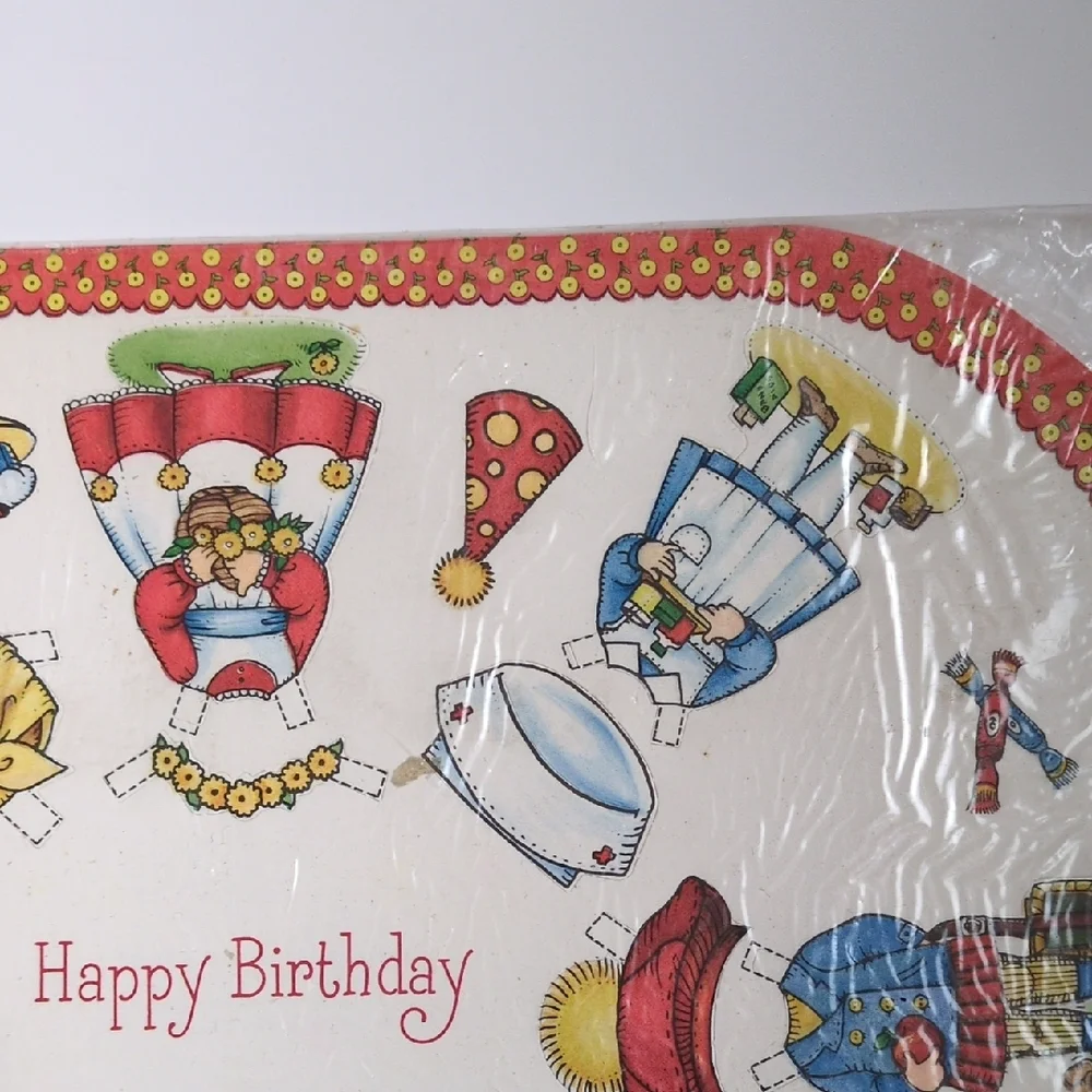 NEW Vtg 70s Hallmark Paper Doll Punch‎ Out Activity Birthday Placemats